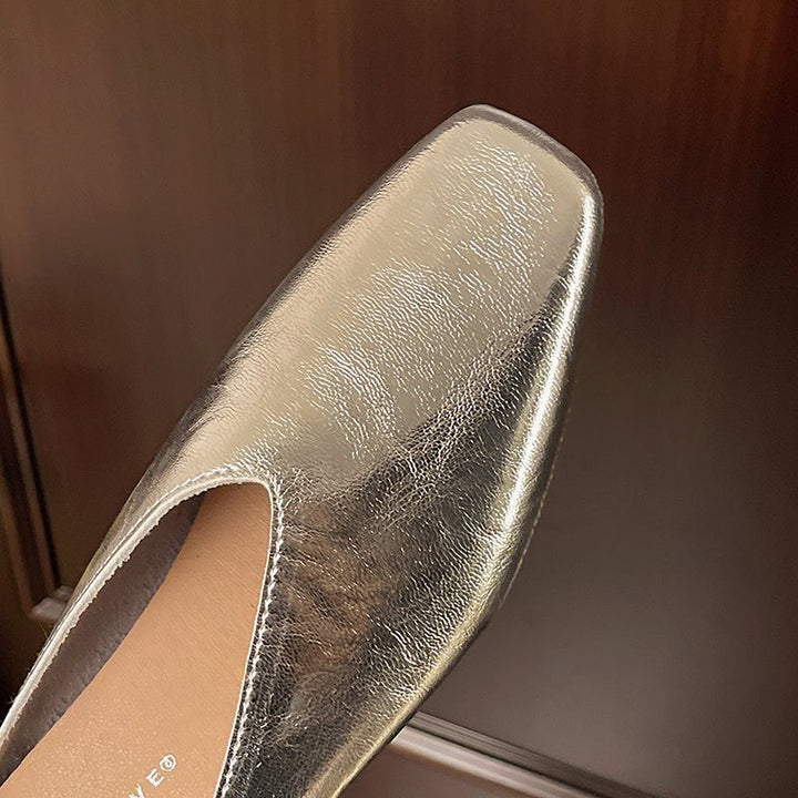 Light spring/summer square toe slip-on flats for women, comfortable & stylish casual footwear.