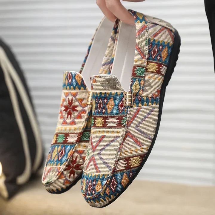 Women's stylish Aztec loafers, lightweight & comfortable slip-on shoes for casual summer fashion.