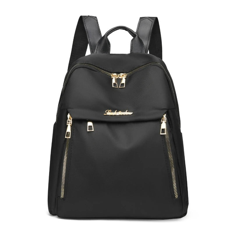 Women's stylish black PU leather travel backpack, perfect daily bag for fashion-forward women.