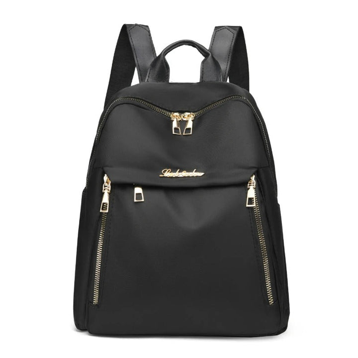 Women's stylish black PU leather travel backpack, perfect daily bag for fashion-forward women.