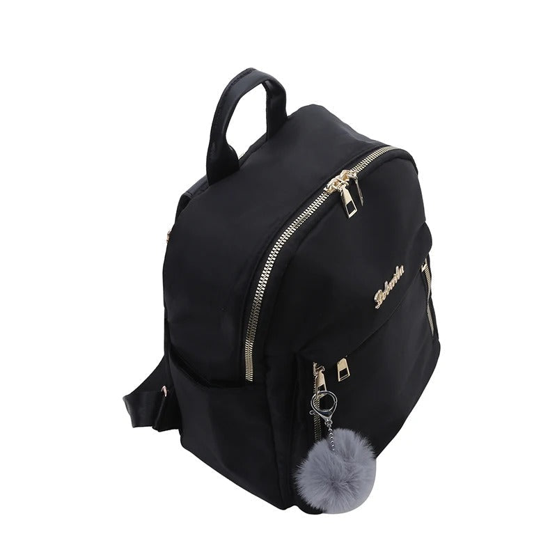 Women's casual black PU leather backpack, great as a daily bag or stylish travel companion.