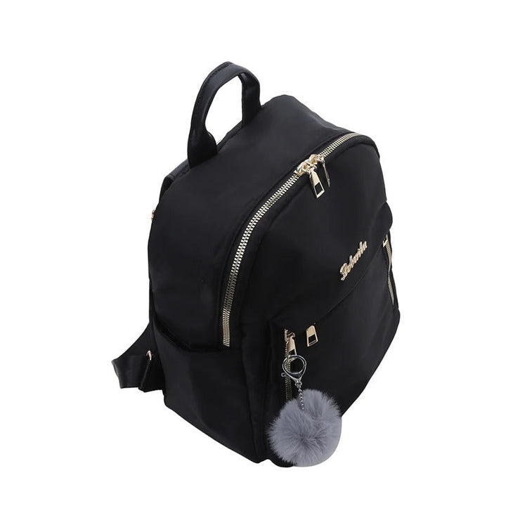 Women's casual black PU leather backpack, great as a daily bag or stylish travel companion.