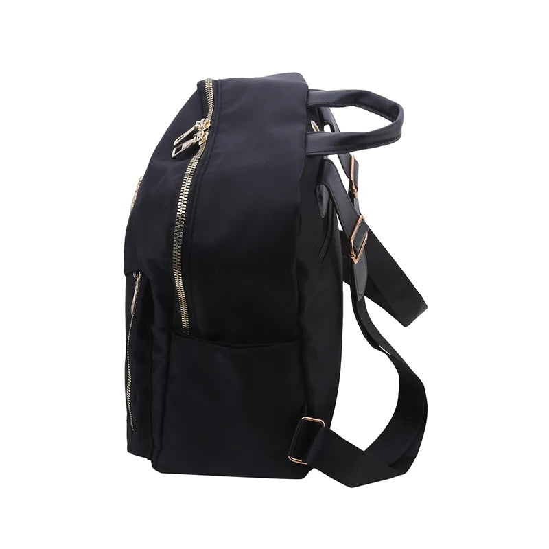 Elegant black PU leather women's travel backpack, designed for style, comfort, and daily use.