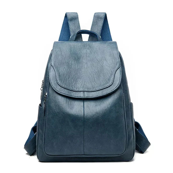 Stylish women's flap backpack, a structured everyday bag with adjustable straps for versatile carrying.