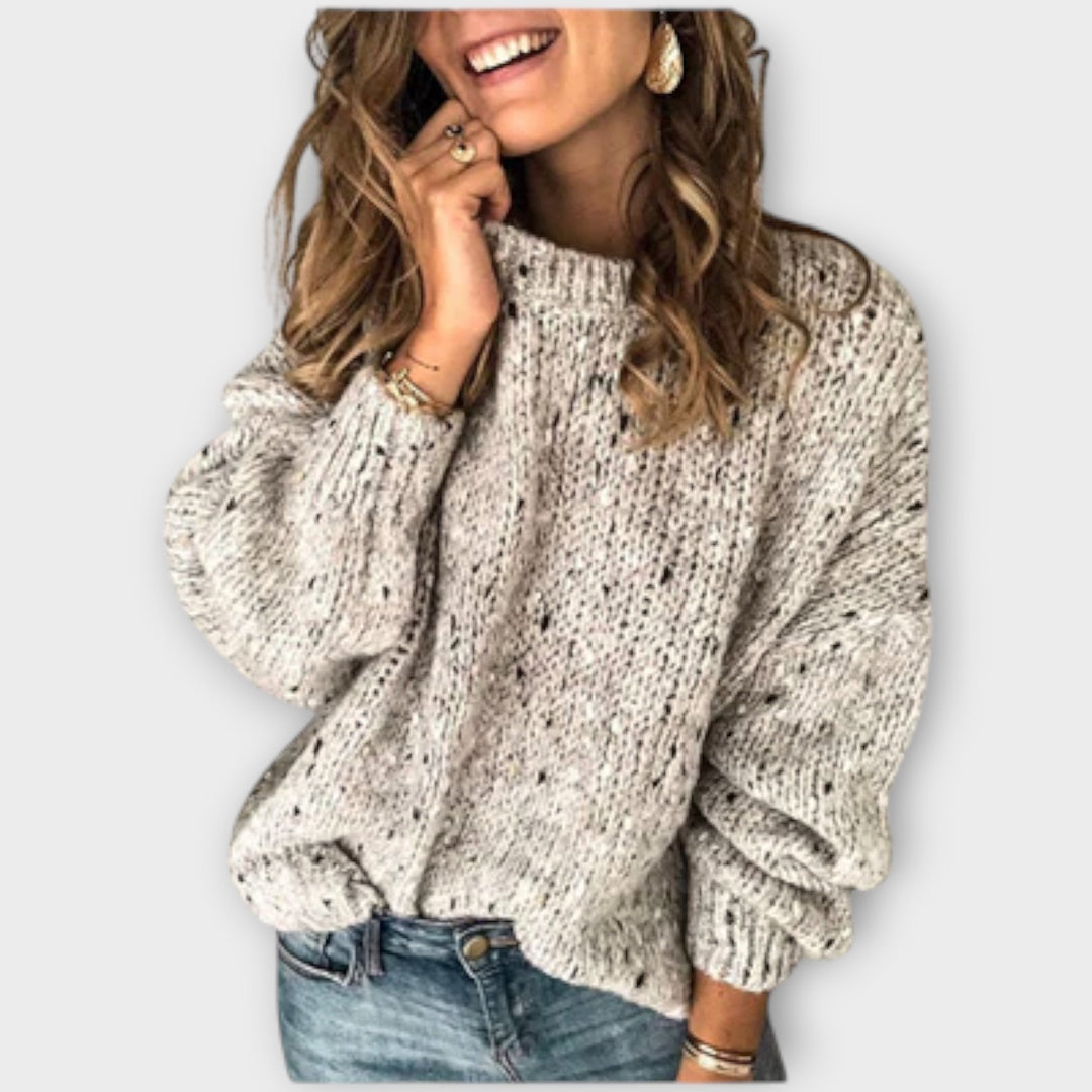Women's stylish textured knit sweater, a casual pullover top perfect for cozy everyday wear & versatile fall fashion.
