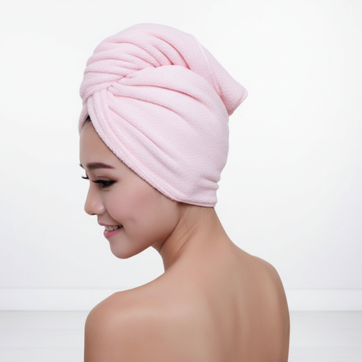 Quick-dry microfiber hair towel wrap for women. Super absorbent hair care accessory for after shower.