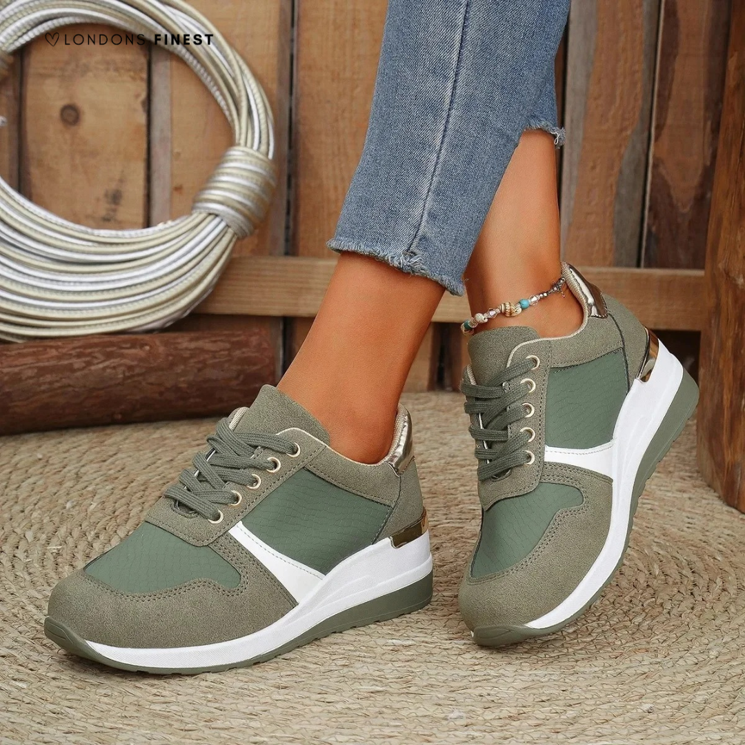 Cushioned women's orthopedic walking sneakers, offering arch support & foot pain relief for ultimate comfort.
