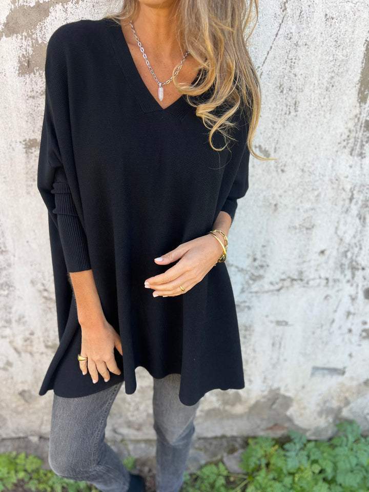 Women's Swing V-Neck Tunic Pullover Sweater, relaxed fit, comfortable long sleeve for everyday style.