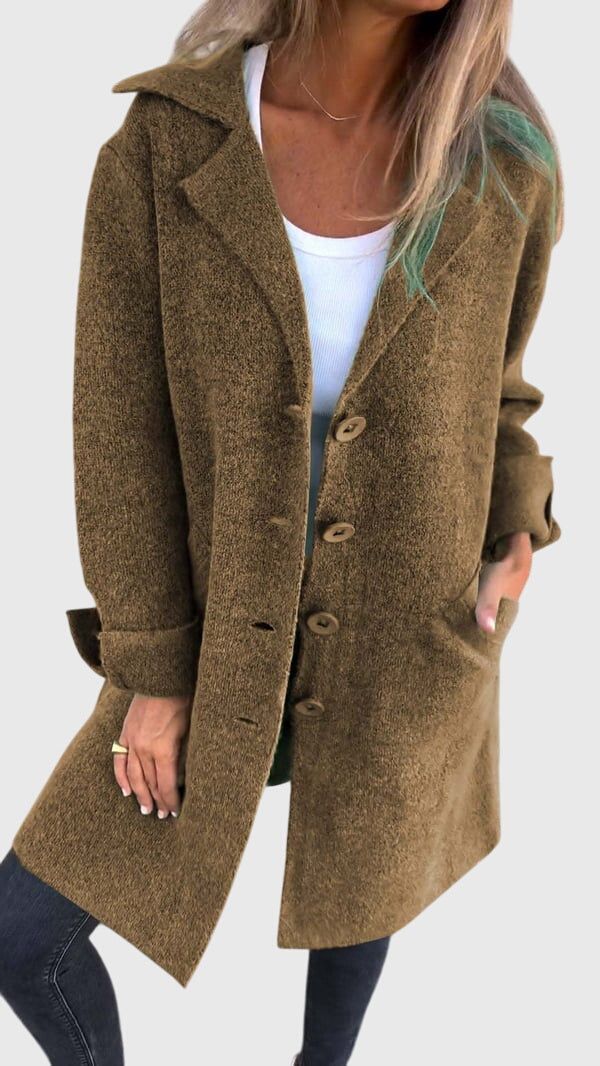 Professional women's button blazer, a sophisticated tailored jacket, ideal for business and formal women's fashion.