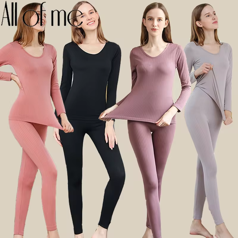 Soft women's thermal underwear set, perfect for layering and cold weather protection.