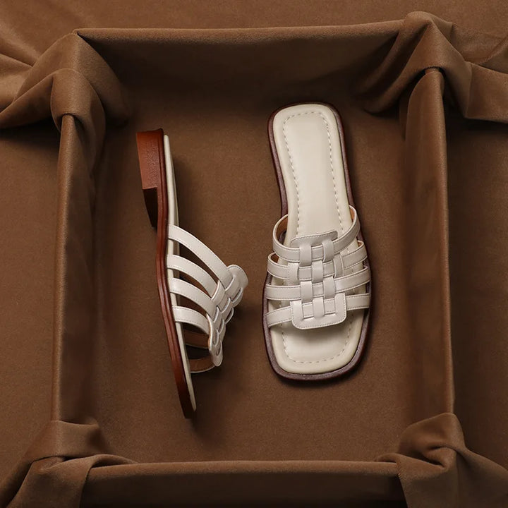 Casual women's slide sandals with Tivra Geo Cutout, providing comfortable and stylish summer footwear for daily use.
