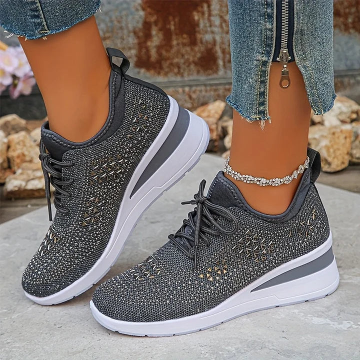 Women's orthopedic casual sneakers, comfortable & supportive with a touch of sparkle.