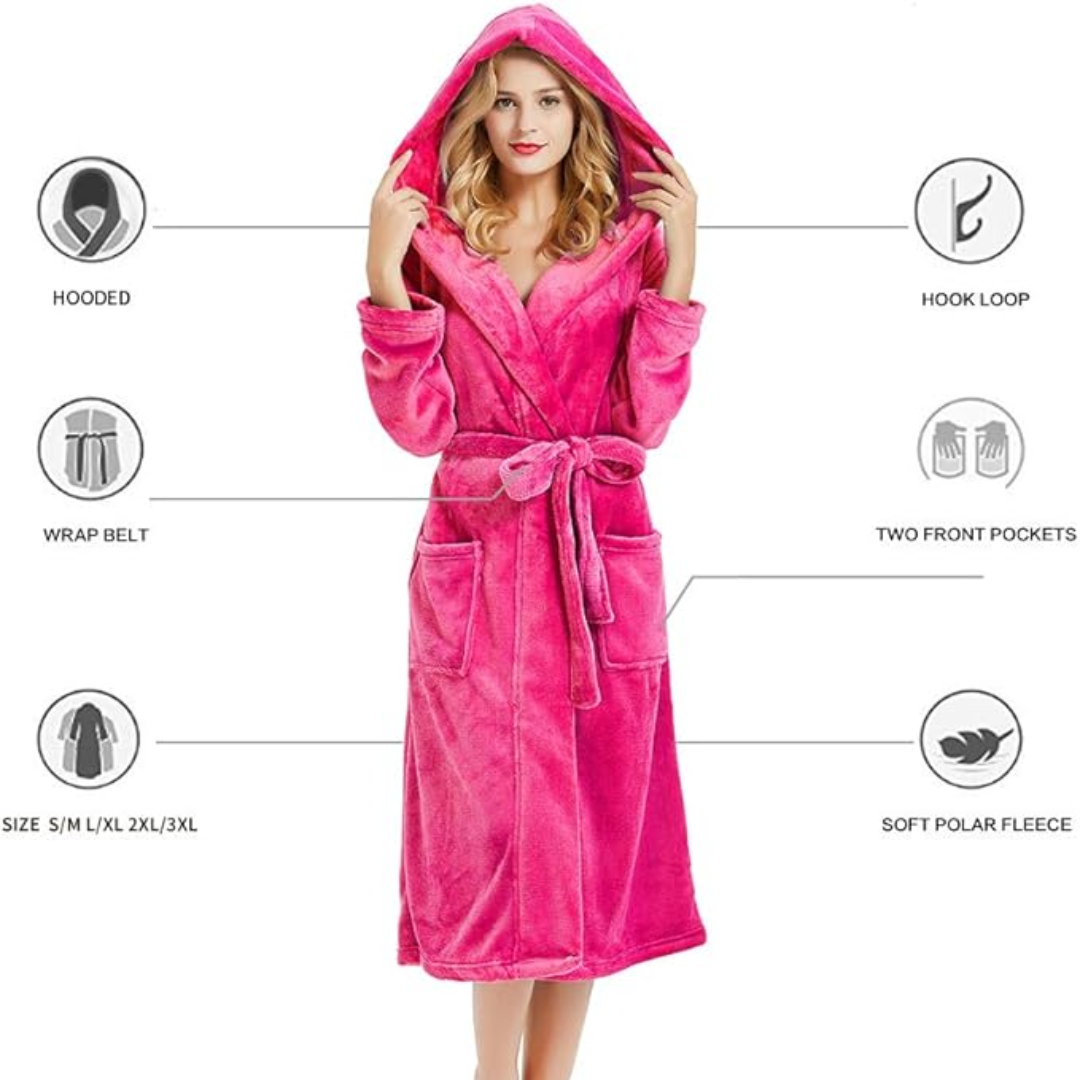 Ultra-soft women's hooded robe, a perfect choice for cozy sleepwear & luxurious comfort around the house.