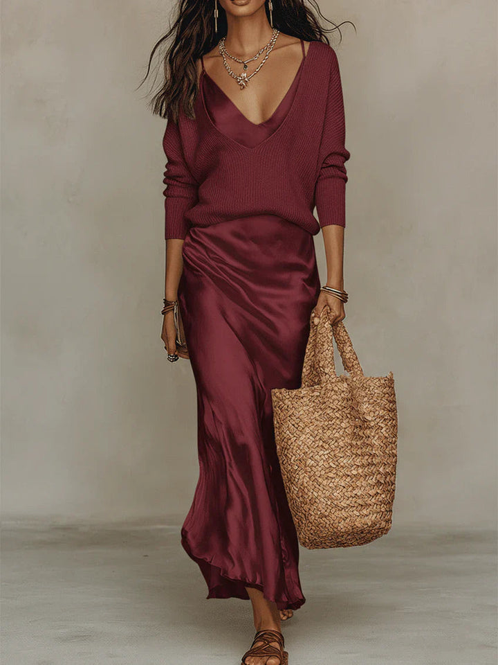 Women's V-Neck Slip Dress, a comfortable and flowy maxi style, ideal for effortless summer & evening fashion.