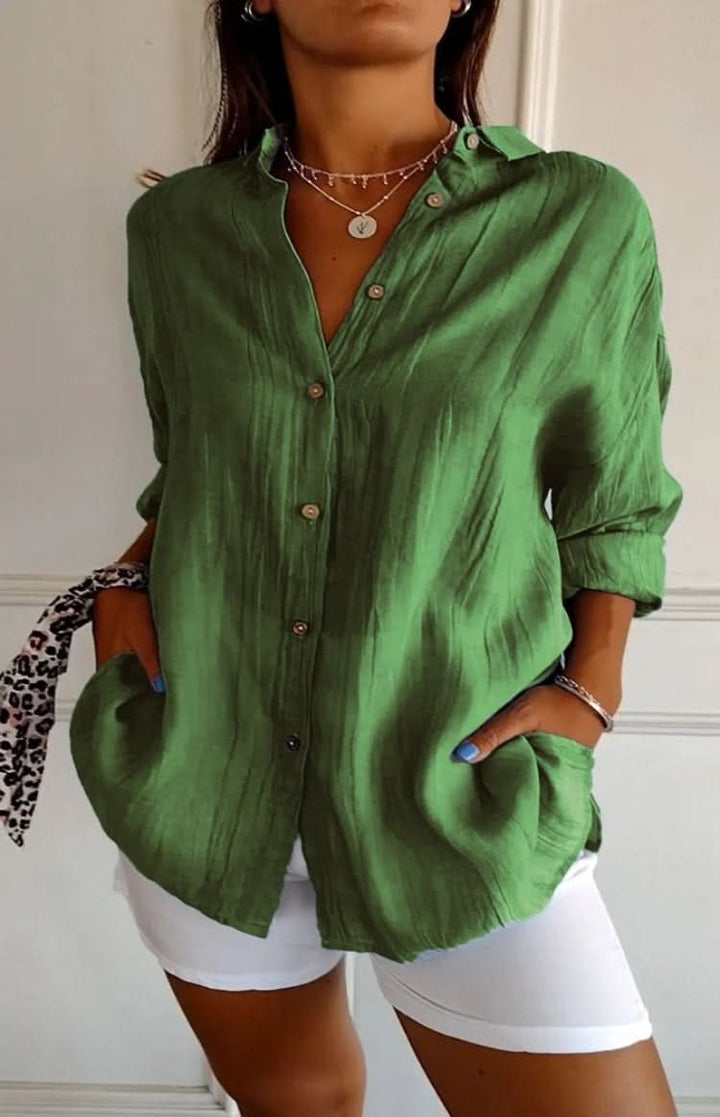 Stylish women's long sleeve blouse, blending modern fashion with everyday comfort.