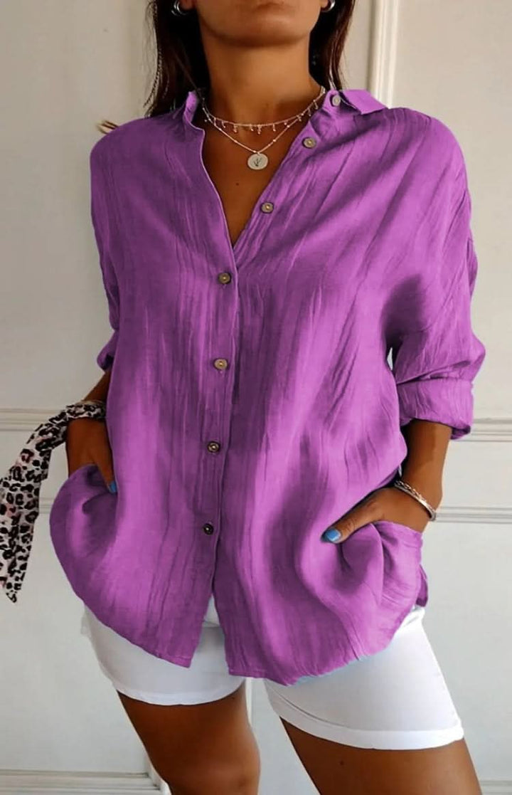 Versatile women's blouse, easily transition from casual outings to office environments.