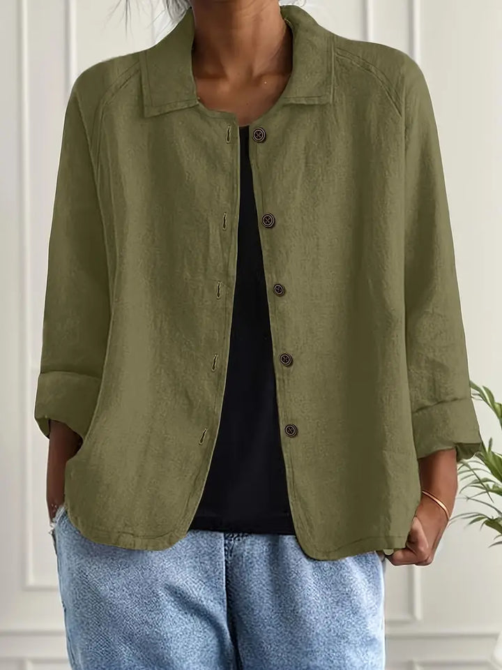 Elegant women's versatile cardigan, a long sleeve shirt blouse for layering.