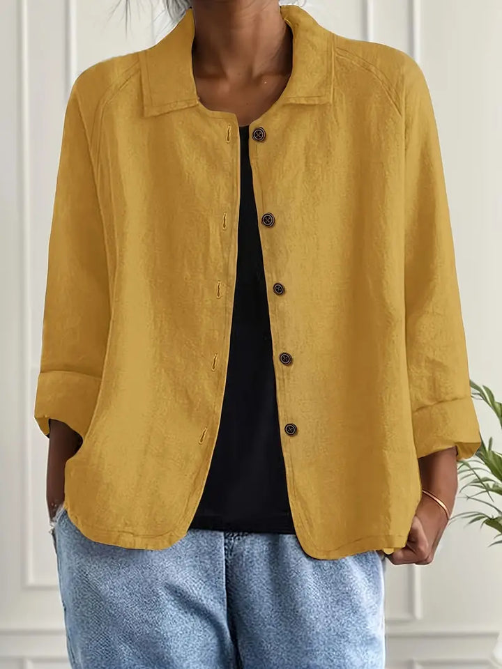 Casual women's spring/summer shirt cardigan, comfortable long sleeve outerwear.