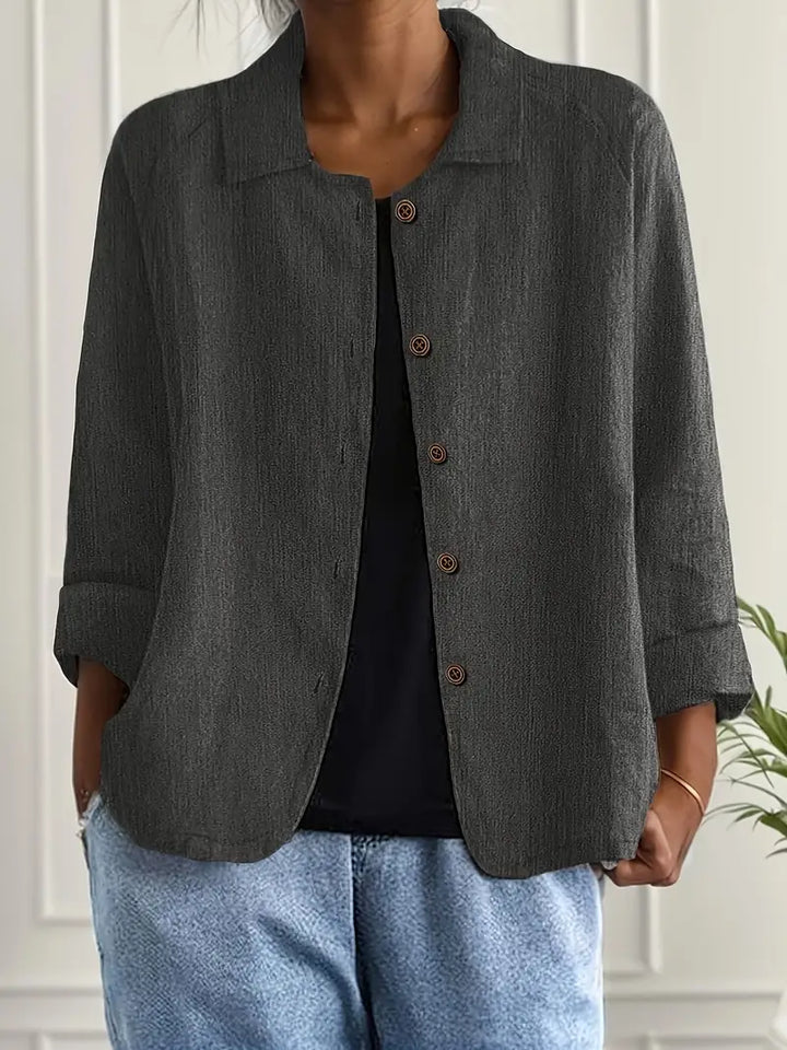 Stylish women's long sleeve shirt cardigan, ideal for spring/summer fashion outerwear.