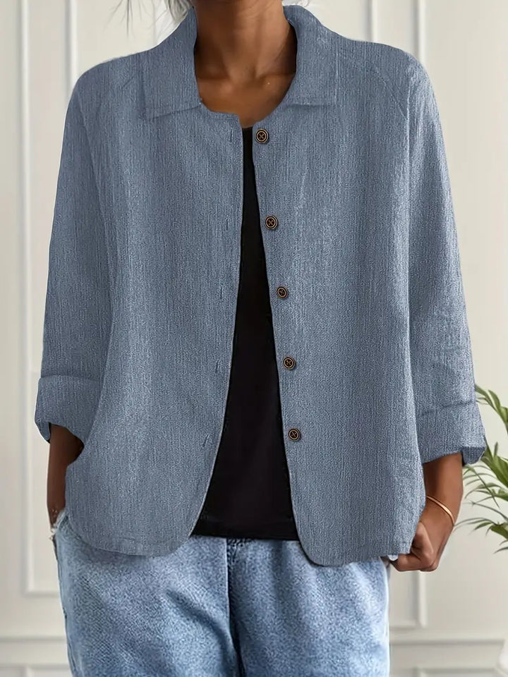 Versatile women's cardigan blouse, casual yet elegant, perfect for layering fashion.