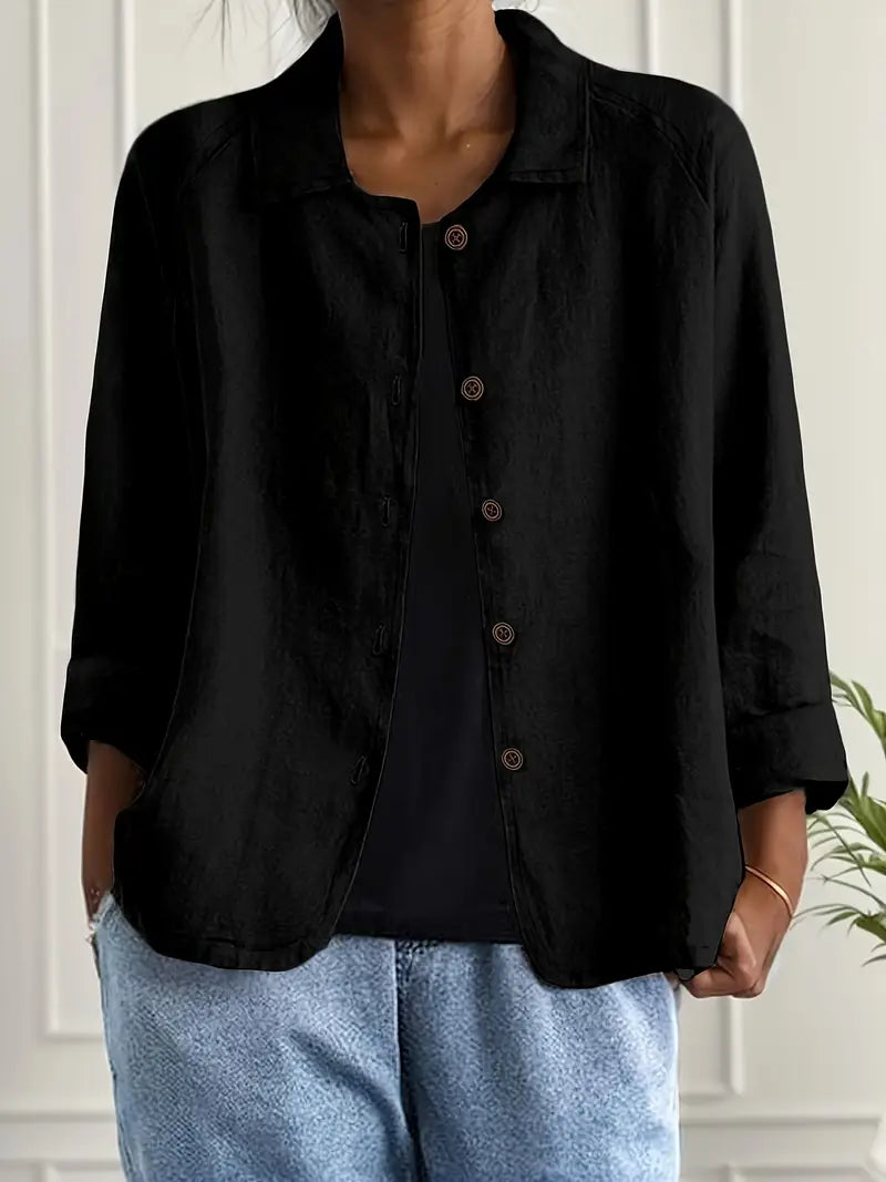 Stylish women's shirt cardigan, versatile for casual or elegant layering outfits.