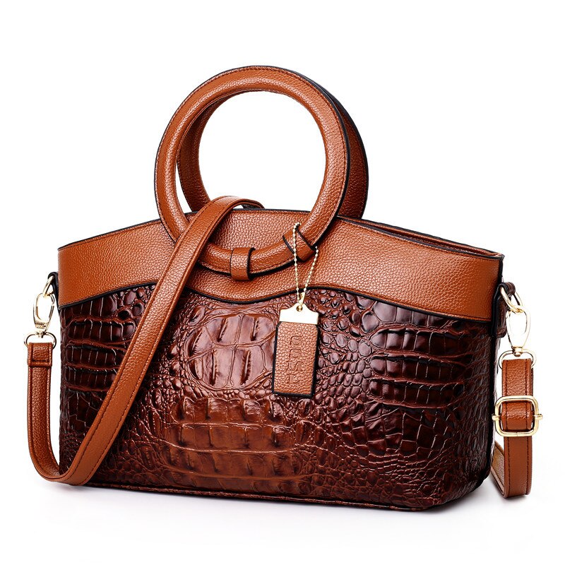 Stylish women's shoulder bag, vintage alligator-embossed, a perfect fashion accessory.