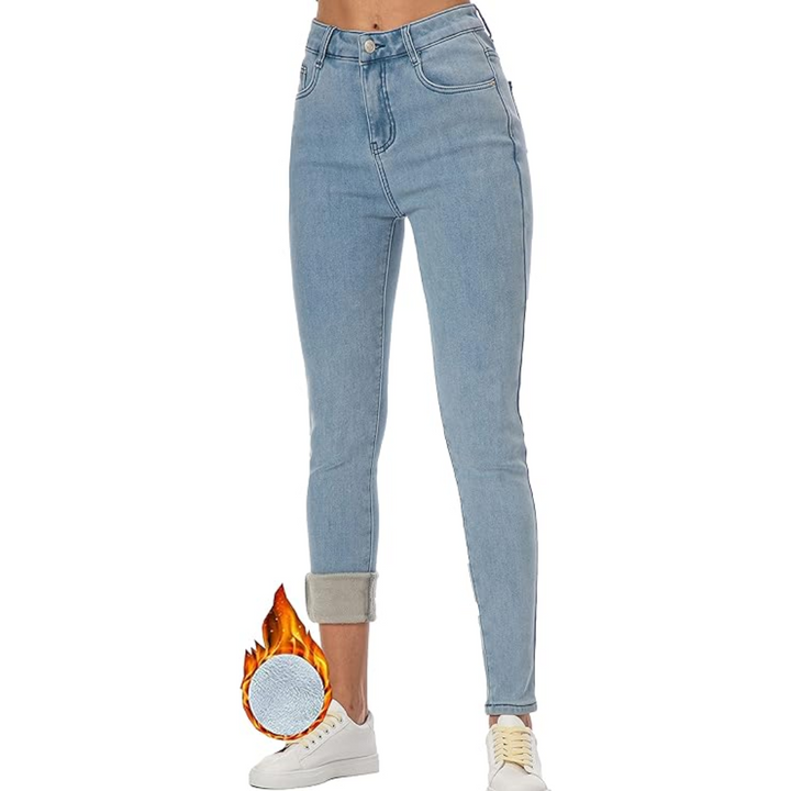 Women's thermal skinny jeans, a cozy and stylish choice for cold climates.