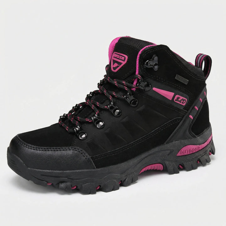 Comfortable women's hiking boots for all-terrain adventure, offering water-resistant protection.