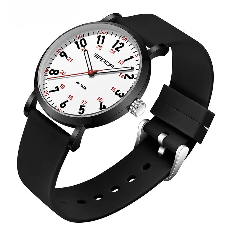 Nurse's waterproof watch with easy-read luminous dial. Ideal for medical professionals, 24-hour display & scrub-friendly.