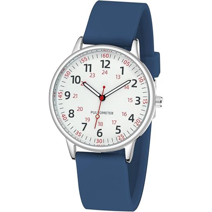 Women's healthcare watch, waterproof, silicone band, designed for medical professionals.