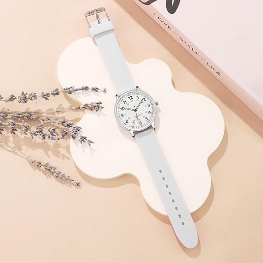 Comfortable women's healthcare watch, waterproof with a durable silicone band.
