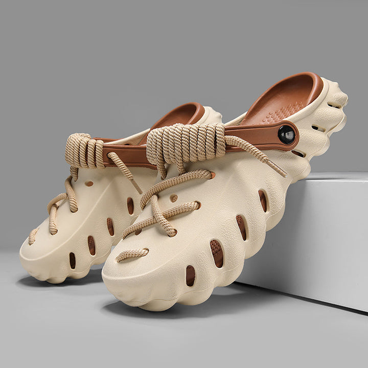Stylish women's slip-on clogs with laces, perfect for casual everyday comfort.