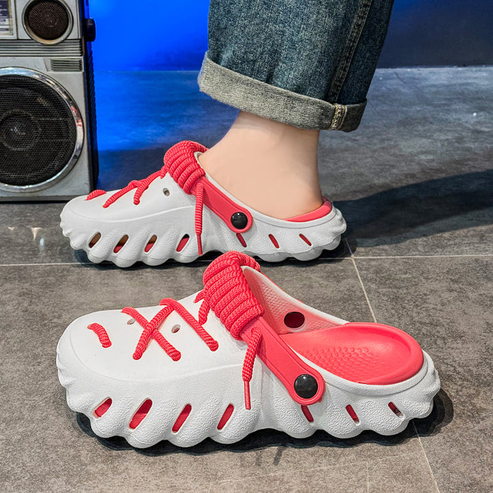 Comfortable slip-on women's shoes, Wayfarer clogs with laces for casual style.