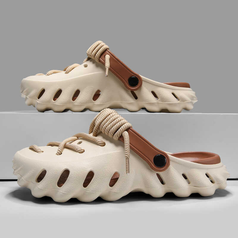 Water-friendly women's laced clogs, easy slip-on style for casual footwear.