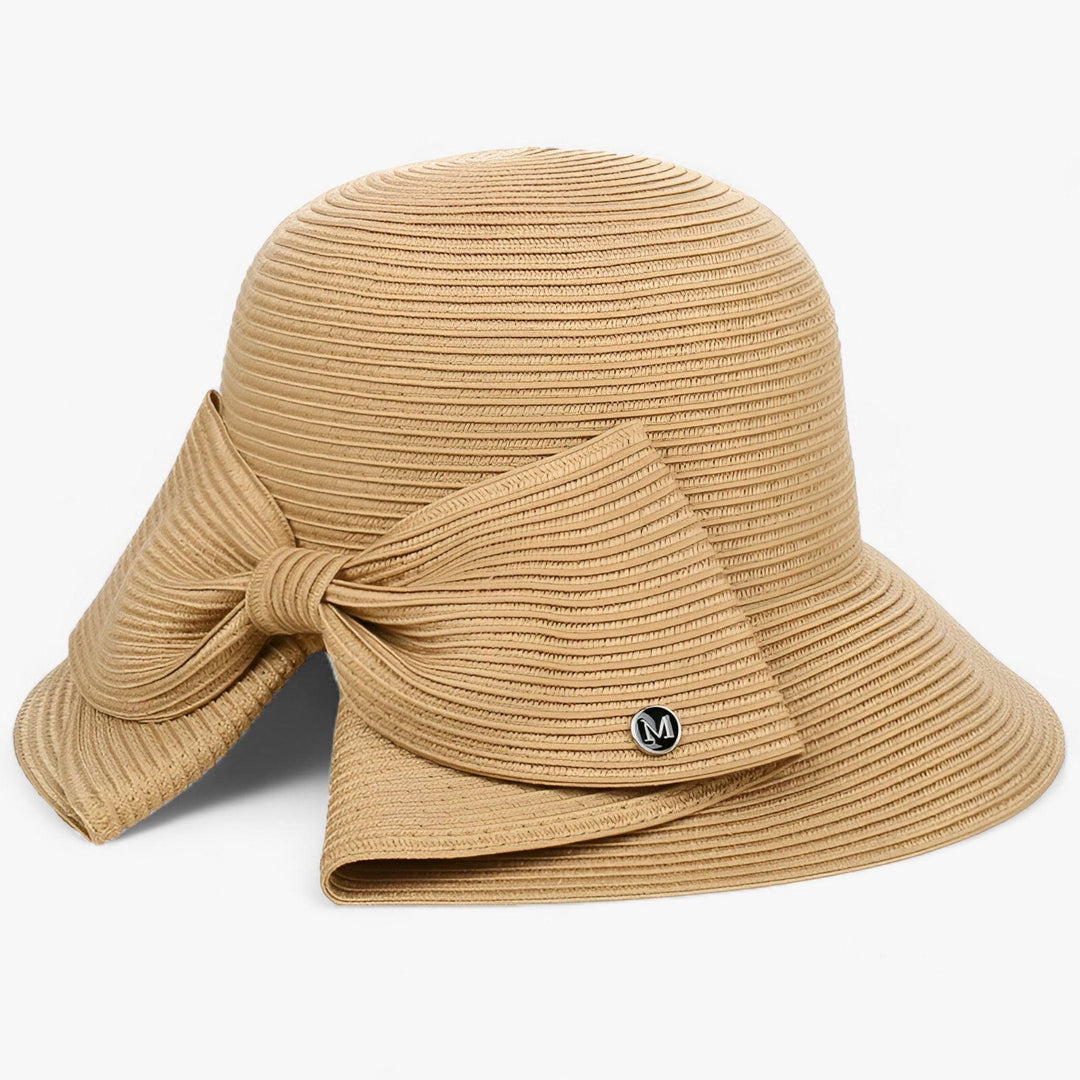 Fashionable women's khaki wide brim sun hat providing excellent UV protection for all your summer adventures.