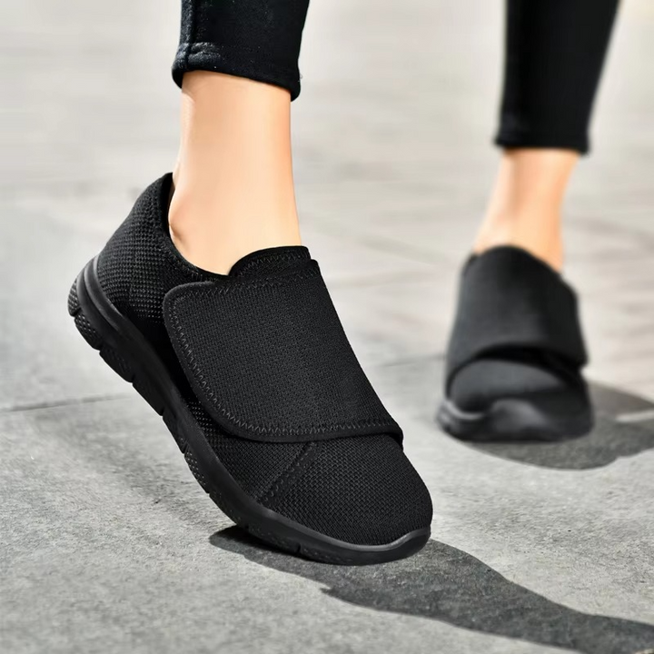 Women's adjustable wide fit walking shoes, providing ultimate comfort & supportive design for long daily walks.