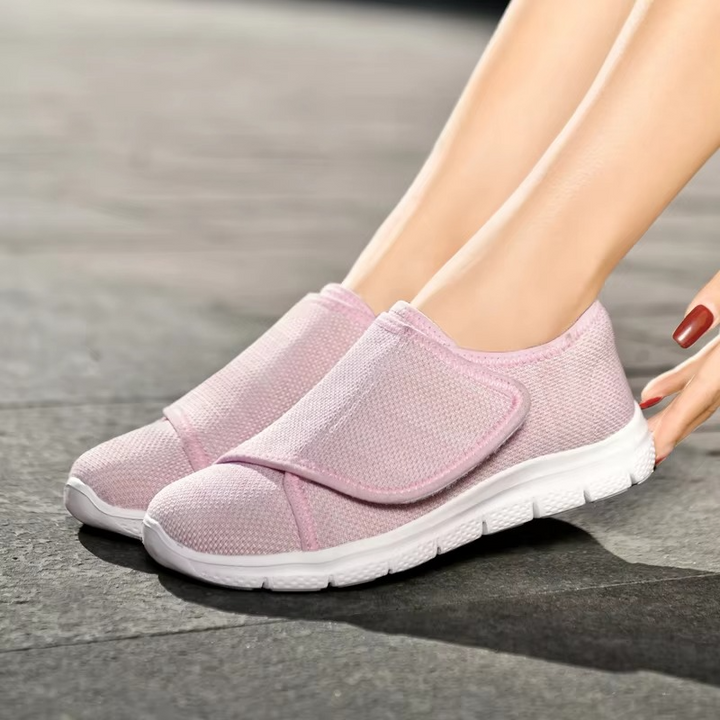 Comfortable women's wide fit walking shoes. Adjustable design provides excellent support for daily activities.