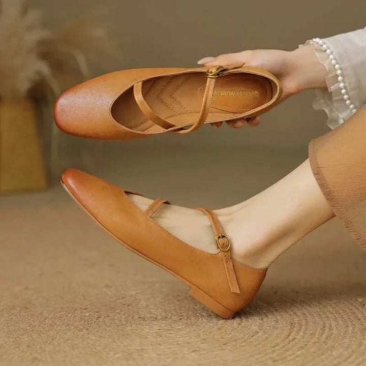 Womens comfortable everyday flats with closed toe & adjustable strap. Perfect casual, stylish footwear.