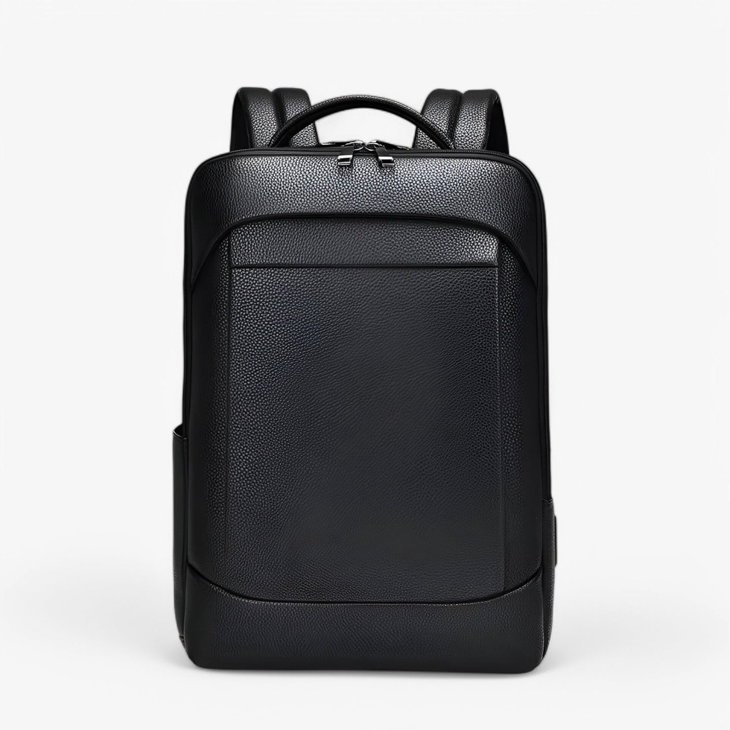 "Zaino in pelle elegante con porta USB, colore nero, design moderno, ideale per lavoro e viaggi. Praticità e stile unite."