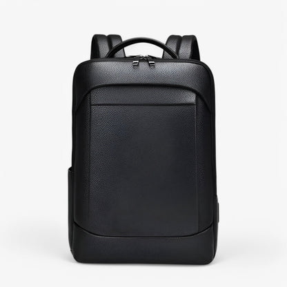 "Zaino in pelle elegante con porta USB, colore nero, design moderno, ideale per lavoro e viaggi. Praticità e stile unite."
