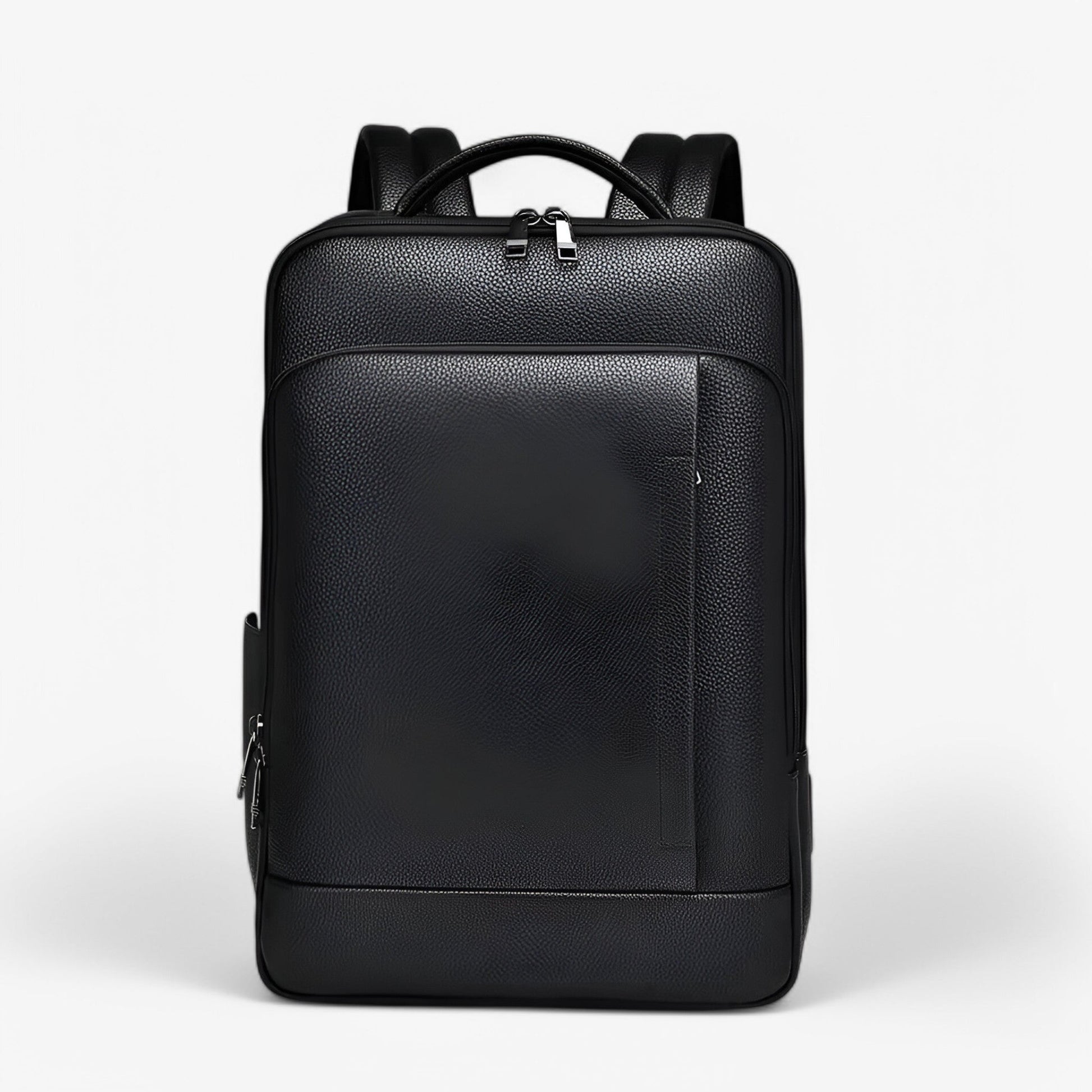 "Zaino in pelle elegante con porta USB, colore nero, design moderno, ideale per lavoro e viaggi. Praticità e stile unite."