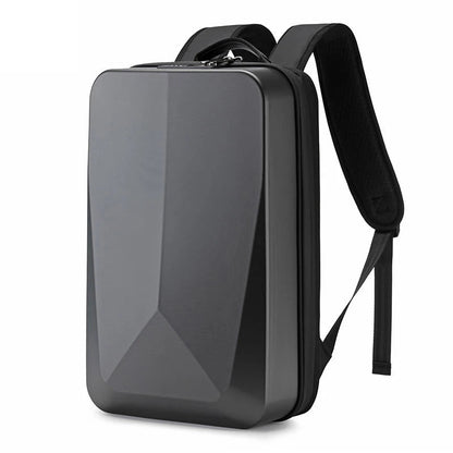 "Zaino laptop antifurto unisex, impermeabile, espandibile, con porta USB, nero, design moderno, ideale per viaggiatori."