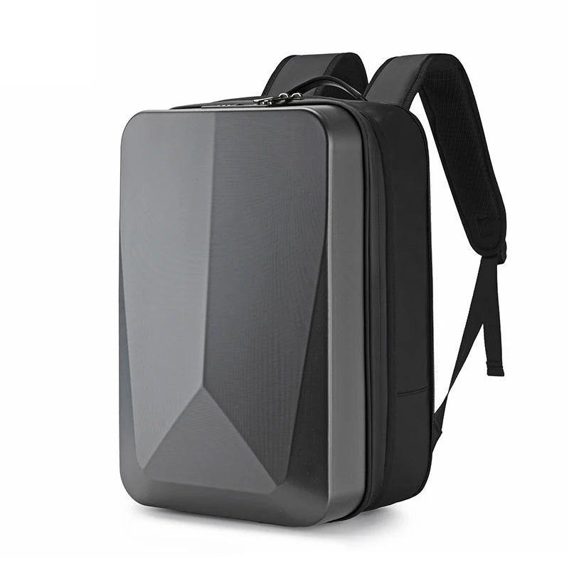 "Zaino laptop antifurto unisex, impermeabile, espandibile, con porta USB, nero, design moderno, ideale per viaggiatori."