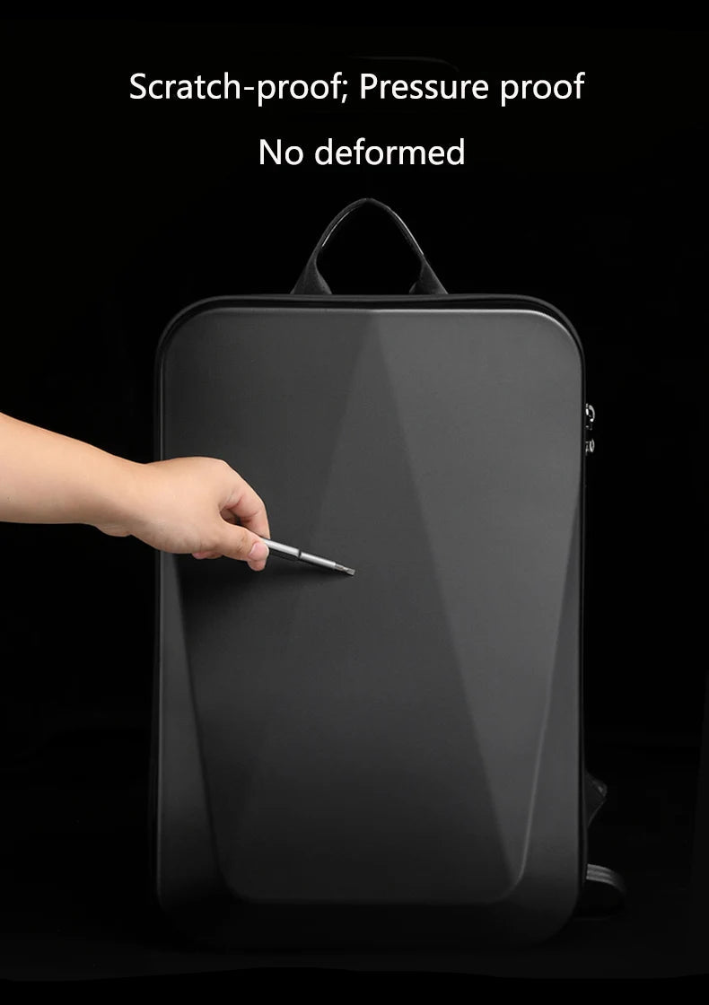 "Zaino laptop antifurto unisex, impermeabile, espandibile, con porta USB, nero, design moderno, ideale per viaggiatori."