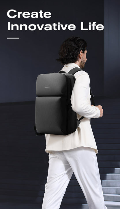 "Zaino uomo sottile impermeabile, colori eleganti, scomparto laptop 15,6 pollici, stile urbano, comfort garantito."