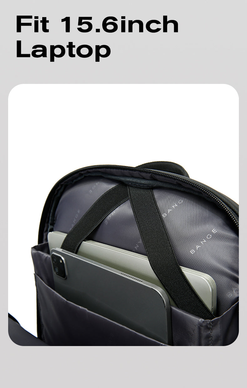 "Zaino uomo sottile impermeabile, colori eleganti, scomparto laptop 15,6 pollici, stile urbano, comfort garantito."