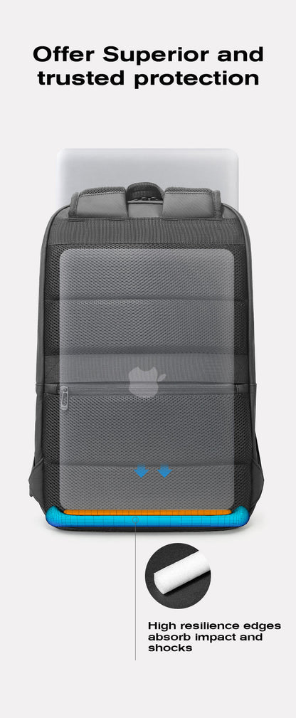 "Zaino uomo sottile impermeabile, colori eleganti, scomparto laptop 15,6 pollici, stile urbano, comfort garantito."